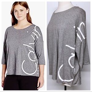 Calvin Klein gray logo knit performance top